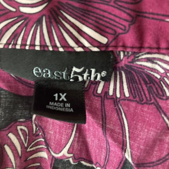 East Fifth Shirt Womens 1X Pink Purple Floral Button Down Blouse Lightweight - Picture 3 of 8